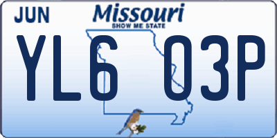 MO license plate YL6O3P