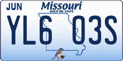 MO license plate YL6O3S