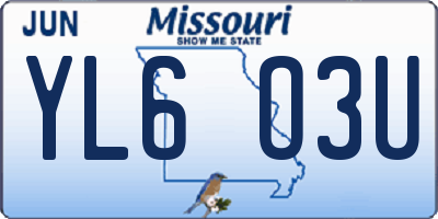 MO license plate YL6O3U