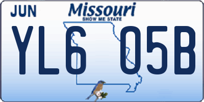 MO license plate YL6O5B