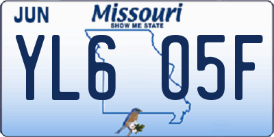 MO license plate YL6O5F