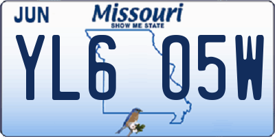 MO license plate YL6O5W