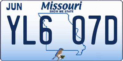 MO license plate YL6O7D