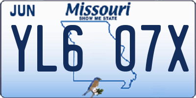MO license plate YL6O7X