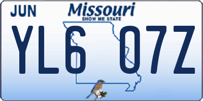 MO license plate YL6O7Z