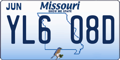 MO license plate YL6O8D