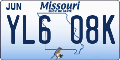 MO license plate YL6O8K