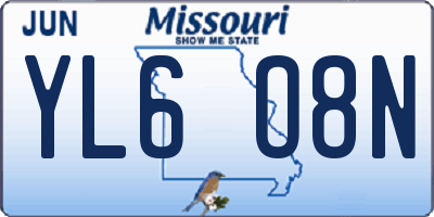 MO license plate YL6O8N