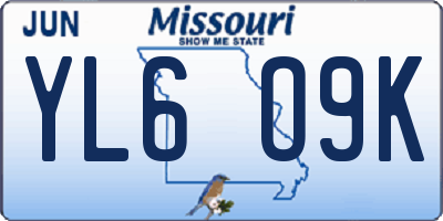 MO license plate YL6O9K