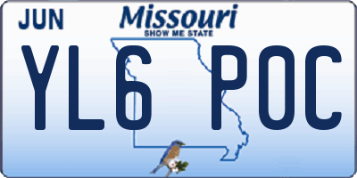 MO license plate YL6P0C