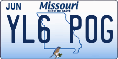 MO license plate YL6P0G