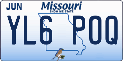 MO license plate YL6P0Q
