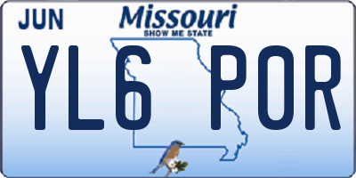 MO license plate YL6P0R