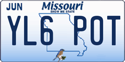 MO license plate YL6P0T