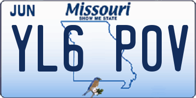 MO license plate YL6P0V