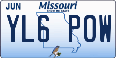 MO license plate YL6P0W
