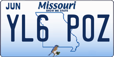 MO license plate YL6P0Z