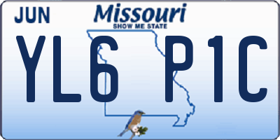 MO license plate YL6P1C
