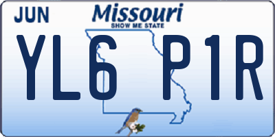 MO license plate YL6P1R
