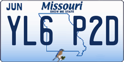 MO license plate YL6P2D