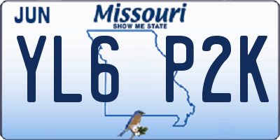 MO license plate YL6P2K