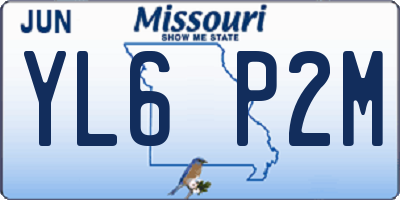 MO license plate YL6P2M