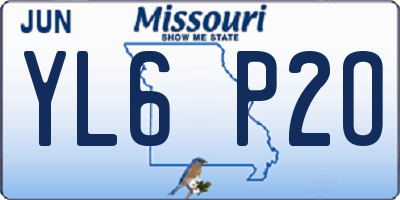 MO license plate YL6P2O