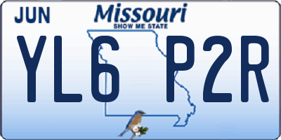MO license plate YL6P2R