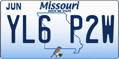 MO license plate YL6P2W