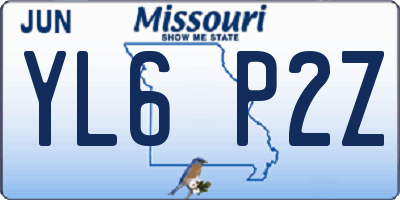MO license plate YL6P2Z
