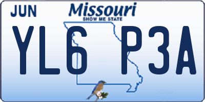 MO license plate YL6P3A