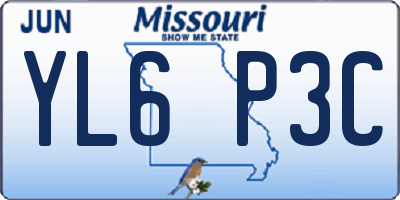 MO license plate YL6P3C