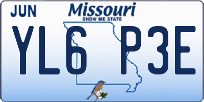 MO license plate YL6P3E