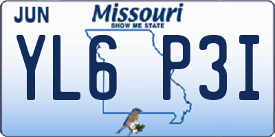 MO license plate YL6P3I