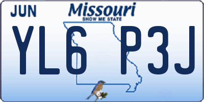 MO license plate YL6P3J