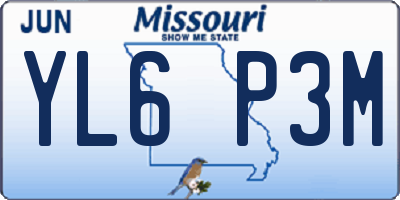 MO license plate YL6P3M