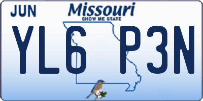 MO license plate YL6P3N