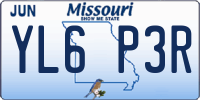 MO license plate YL6P3R