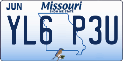 MO license plate YL6P3U