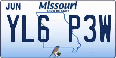 MO license plate YL6P3W
