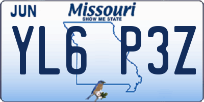 MO license plate YL6P3Z