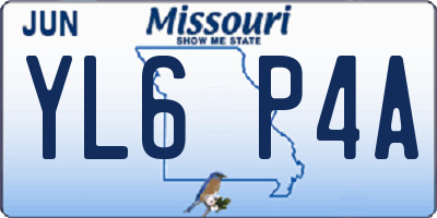 MO license plate YL6P4A