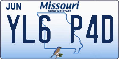 MO license plate YL6P4D