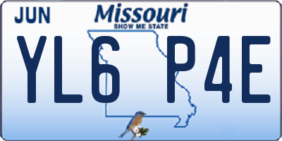 MO license plate YL6P4E