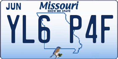 MO license plate YL6P4F