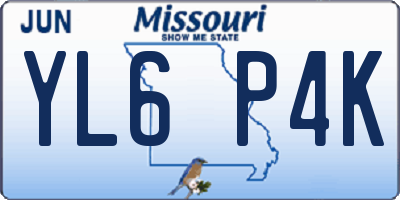 MO license plate YL6P4K