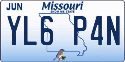 MO license plate YL6P4N