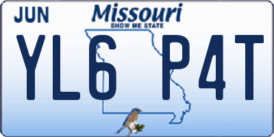 MO license plate YL6P4T