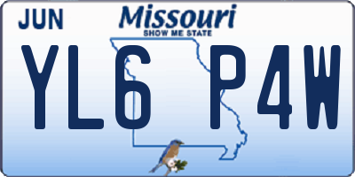 MO license plate YL6P4W