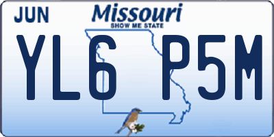 MO license plate YL6P5M